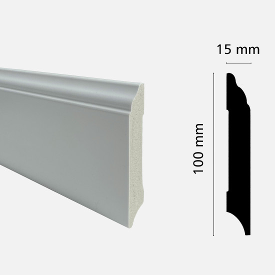 Плінтус з дюрополімеру GRANT DECO DSK-10015-1 (100 мм*15 мм) 2,4 м